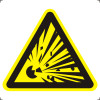 Знак W02 Взрывоопасно (пленка 200х200 мм)