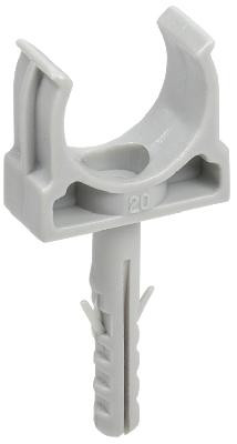 Крепеж-клипса с дюбелем серая D=16 (100 шт) Держатель с защелкой и дюбелем