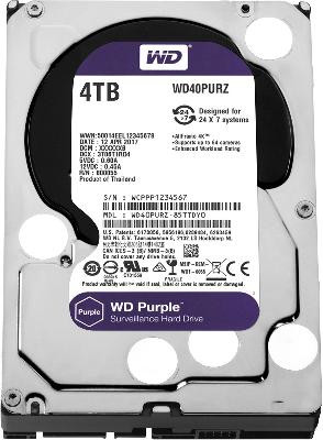 Жесткий диск для видеонаблюдения HDD 4000 GB (4 TB) SATA-III Purple (WD40PURZ)