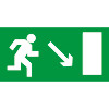 Знак E07 Направление к эвакуационному выходу направо вниз (Пленка 150х300 мм)