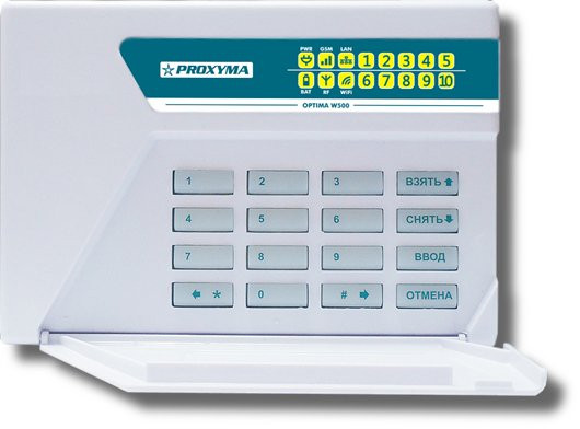 Объектовый прибор с встроенным GSM, РПП БРИЗ и Ладога-РК и проводными шлейфами W-500BL Optima