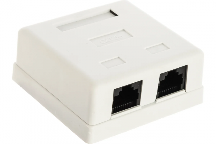 TWT Розетка настенная, 2 порта RJ-45, категория 5е, белая,SM2-4545-WH